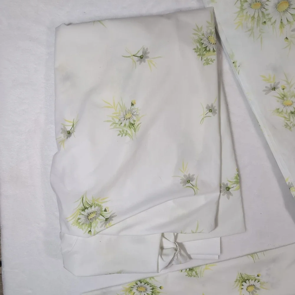VTG Springmaid Wondercale Twin Sheet Set 3 pc Daisy Floral USA‎ Made Cottagecore